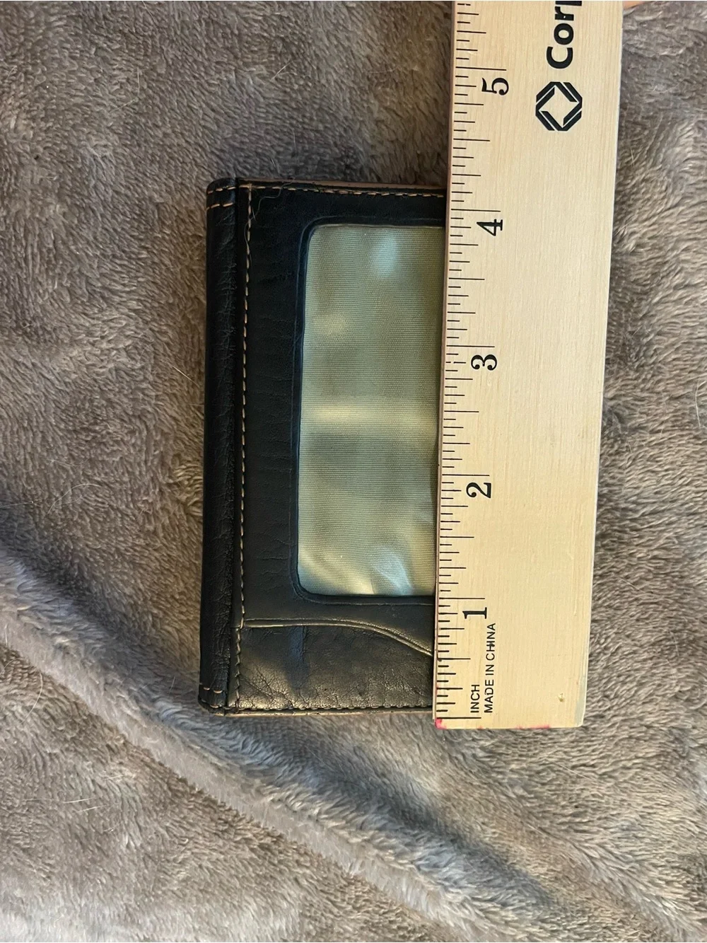 Cole Haan Black Leather Bi-Fold Wallet with Tan Contrast Stitching